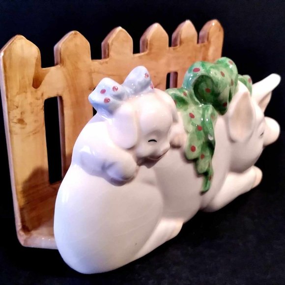 Vintage Ceramic Pigs Farm Animal Napkin Letter Holder - Picture 3 of 6
